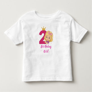 2nd Birthday Girl with Crown and Pink Number Toddler T-Shirt