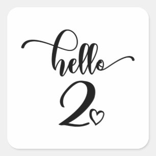 2nd Birthday Girls Hello Two Cute 2 Years Old Kids Square Sticker