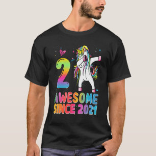 2nd Birthday Girls Teens Dabbing Unicorn 2 Year Ol T-Shirt