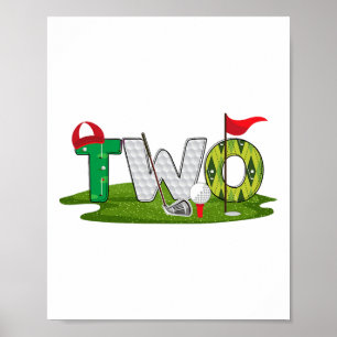 2nd Birthday Golf Theme 2 Year Old Kids Sport Part Poster