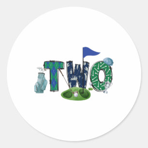 2nd Birthday Golf Theme Party Golf Girl Boy Birthd Classic Round Sticker