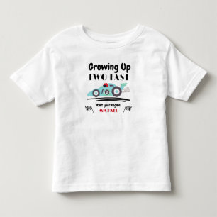 2nd Birthday Growing Up Two Fast Blue Race Car Toddler T-Shirt