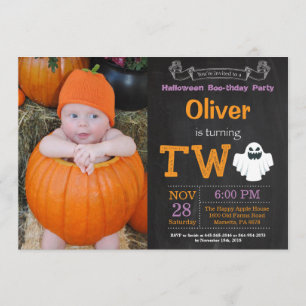 2nd Birthday Halloween Party Photo Invitation