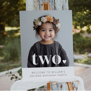 2nd Birthday Heart Photo Welcome Sign