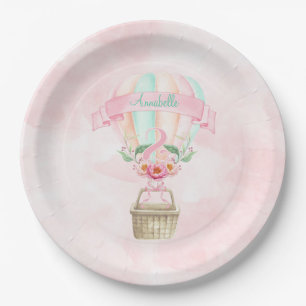 2nd Birthday Hot Air Balloon Mint Pink Peach Paper Plate