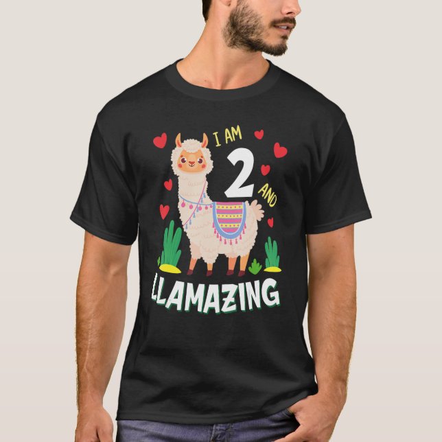2nd Birthday I Am 2 Years Old And Llamazing Llama  T-Shirt (Front)