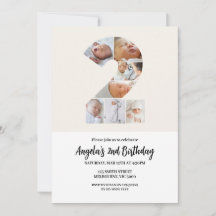 2nd Birthday Invitation Minimalist - Number 2