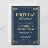 2nd birthday invitations Birthday dinner boy navy