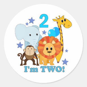 2nd Birthday Jungle Classic Round Sticker