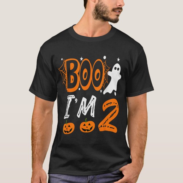 2Nd Birthday Kids Boo I'M 2 Two Yr Ghost Halloween T-Shirt (Front)
