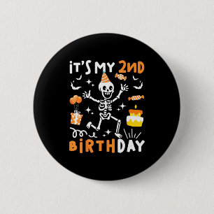 2nd birthday kids funny skeleton 2nd birthday 6 cm round badge