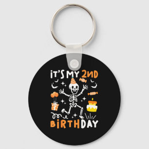 2nd birthday kids funny skeleton 2nd birthday key ring