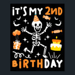 2nd birthday kids funny skeleton 2nd birthday poster<br><div class="desc">2nd birthday kids funny skeleton 2nd birthday halloween boys</div>