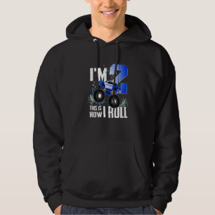 2nd Birthday Kids, I'm 2 Police Monster Truck Car Hoodie