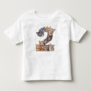 2nd Birthday Kittens Cats Themed 2 Year Old Kids Toddler T-Shirt