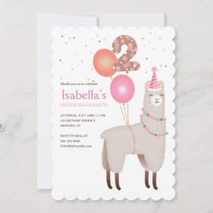 2nd Birthday Llama Invitation