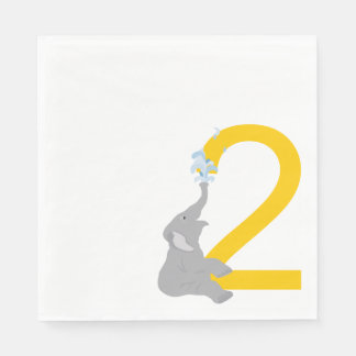 2nd Birthday Modern Grey Elephant Party Napkins