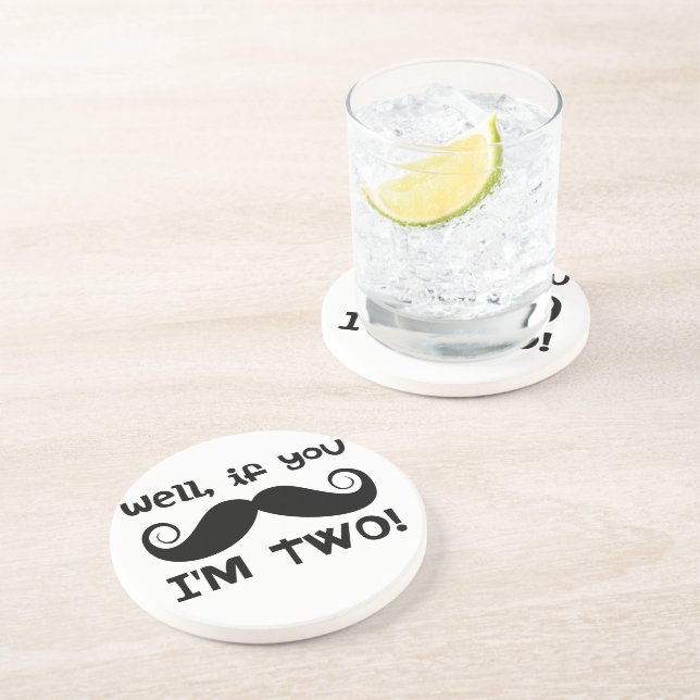 2nd Birthday Moustache Coaster (Side)