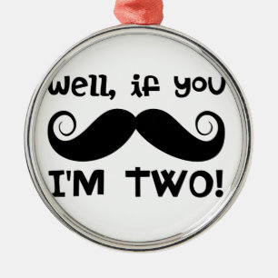 2nd Birthday Moustache Metal Ornament