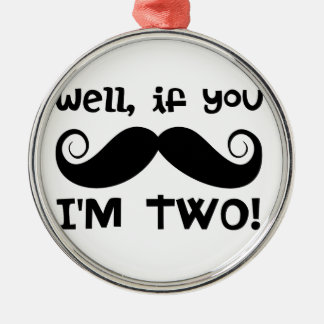 2nd Birthday Moustache Metal Ornament
