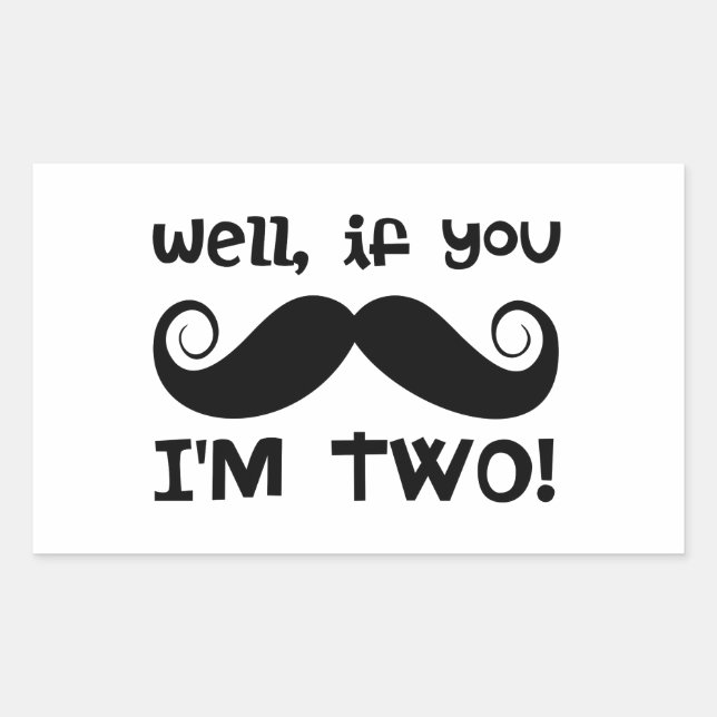 2nd Birthday Moustache Rectangular Sticker (Front)