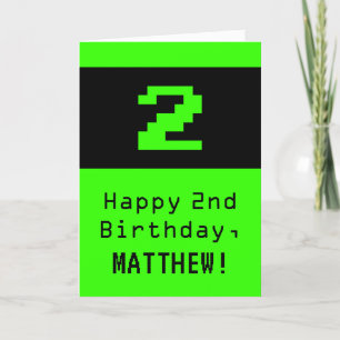 2nd Birthday: Nerdy / Geeky Style "2" and Name Card