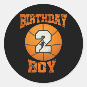 .2nd Birthday Outfit Boy Basketball Second 2 Year  Classic Round Sticker