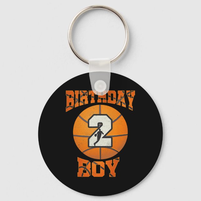 .2nd Birthday Outfit Boy Basketball Second 2 Year  Key Ring (Front)