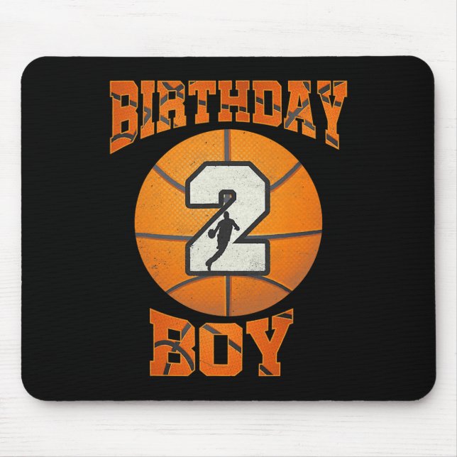 .2nd Birthday Outfit Boy Basketball Second 2 Year  Mouse Pad (Front)