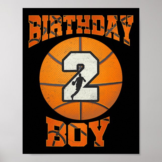 .2nd Birthday Outfit Boy Basketball Second 2 Year  Poster (Front)