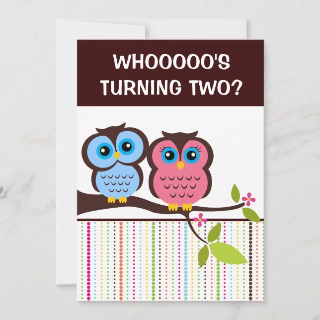 2nd Birthday Owl Theme Party Invitations (Front)