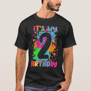 2nd Birthday paint splashes  kids girls boys 2 yea T-Shirt