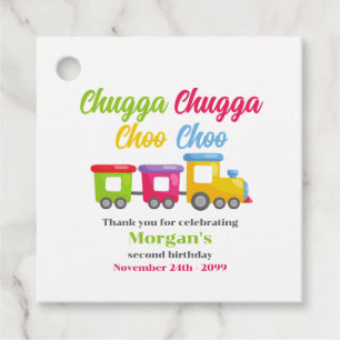 2nd Birthday Party Chugga Choo Colourful Train Favour Tags