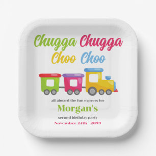 2nd Birthday Party Chugga Choo Colourful Train Paper Plate
