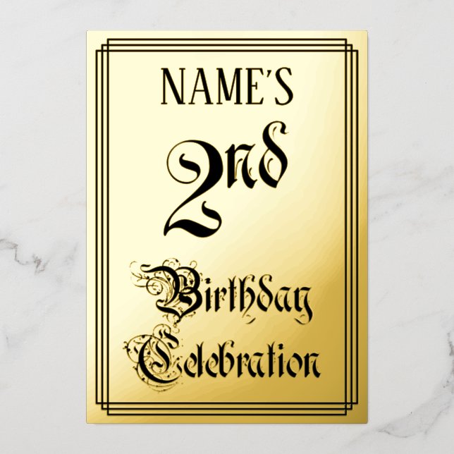 2nd Birthday Party — Elegant Script + Custom Name (Front)