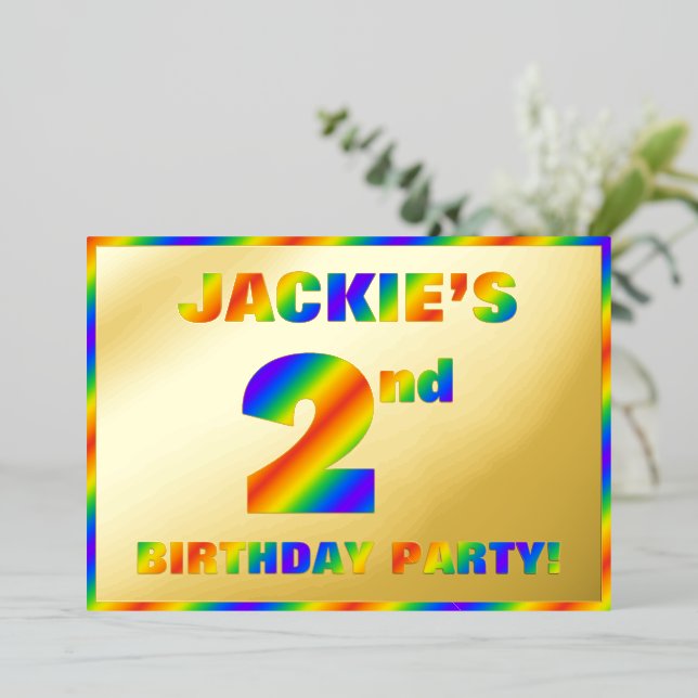 2nd Birthday Party — Fun, Rainbow Spectrum “2” (Standing Front)