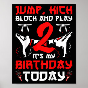 2nd Birthday Party Karate 2 Year Old Karate Birthd Poster