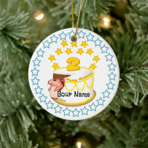 2nd Birthday Party Mouse  Ceramic Ornament