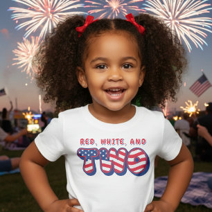 2nd Birthday Party Patriotic USA Flag July 4th Baby T-Shirt