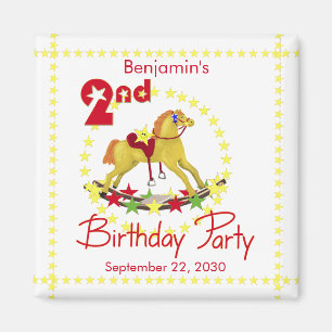 2nd Birthday Party Rocking Horse Magnet