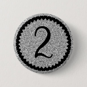 2nd Birthday Party Silver Glitter Classic 6 Cm Round Badge