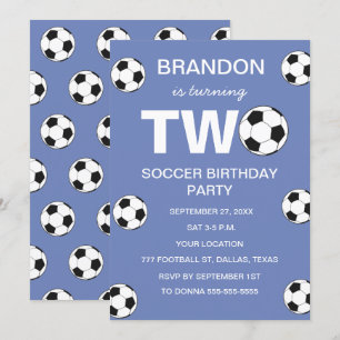 2nd Birthday Party Soccer Blue Boys Sports Invitation