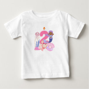 2nd Birthday Pastel Mermaid & Sea Creatures Kid Baby T-Shirt
