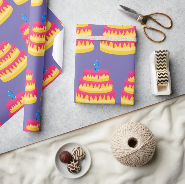 2nd Birthday Pink Cake Wrapping Paper (Crafts)