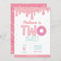 2nd Birthday Pink Doughnut Invitation