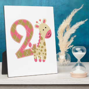 2nd Birthday Pink Giraffe Plaque