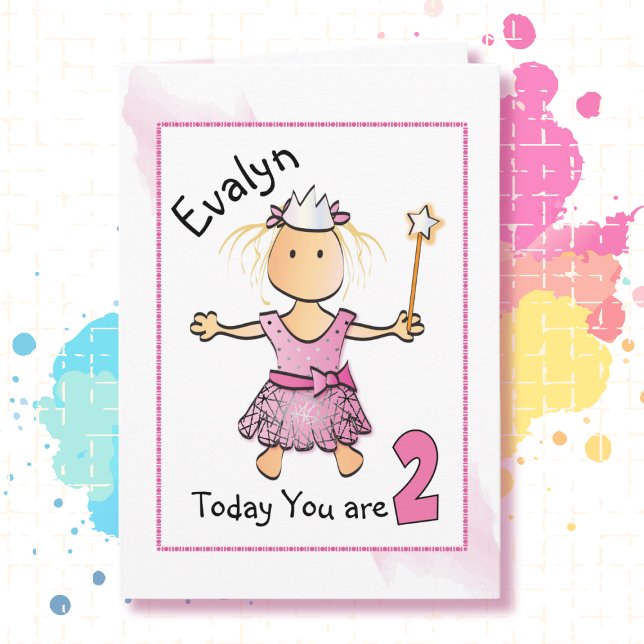 2nd Birthday Pink Gold Princess for Girl    Card (Creator Uploaded)