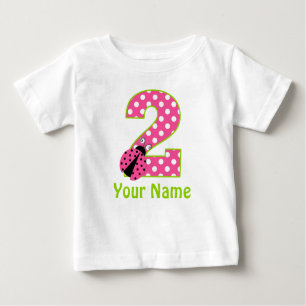 2nd Birthday Pink Green Ladybug Personalised Shirt