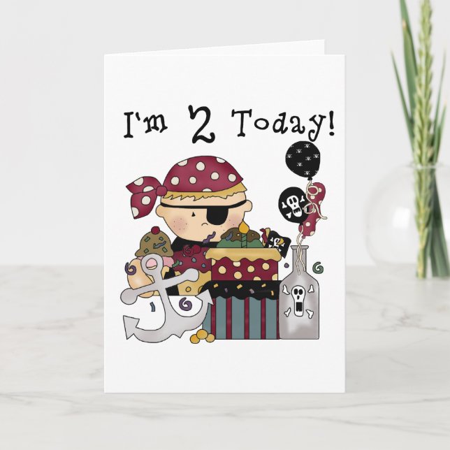 2nd  Birthday Pirate Tshirts and Gifts Card (Front)