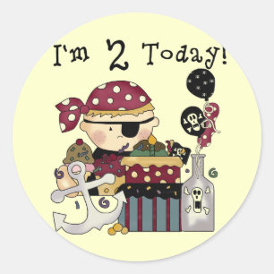 2nd  Birthday Pirate Tshirts and Gifts Classic Round Sticker